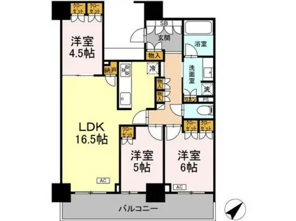 HITOTO広島 THE TOWER(3LDK/45階)の間取り写真