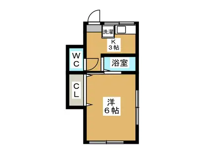 竹屋コーポ(1K/2階)の間取り写真