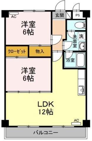 その木ハイツ(2LDK/2階)の間取り写真