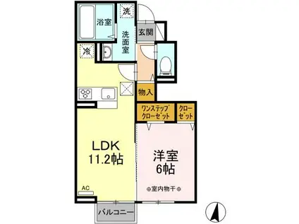 ヴィラ湯長谷 A(1LDK/1階)の間取り写真