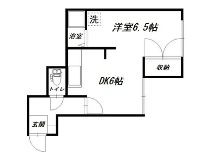 イヴィーサA棟(1DK/2階)の間取り写真