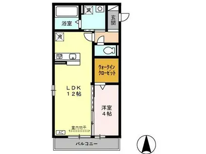 アドバンスS(1LDK/1階)の間取り写真