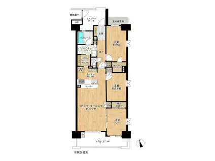 グランシティー湘南海岸IIガレリア・プラージュ(3LDK/3階)の間取り写真