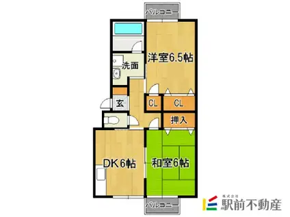 モンブランハイツ(2DK/2階)の間取り写真