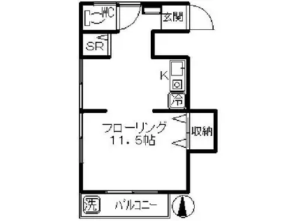 コーポスギケン(ワンルーム/2階)の間取り写真