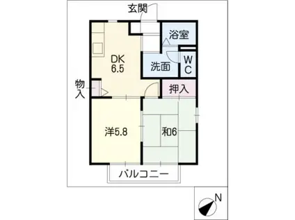 ディアス北村D棟(2DK/1階)の間取り写真