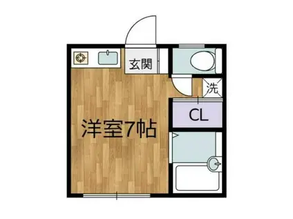 クレセントIII(ワンルーム/1階)の間取り写真