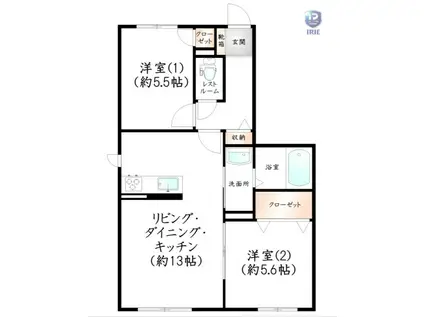 レーベンハイムIII B棟(2LDK/1階)の間取り写真