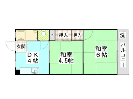 田中マンション(2K/2階)の間取り写真