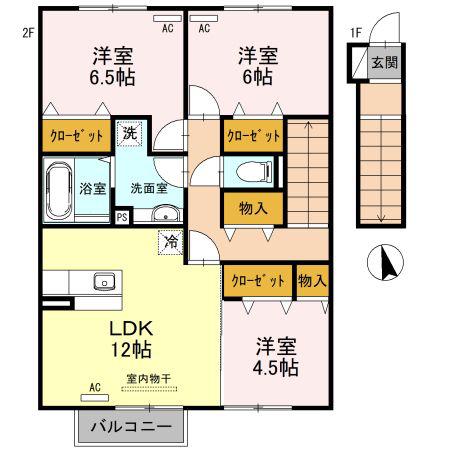 パティオ(3LDK/2階)の間取り写真