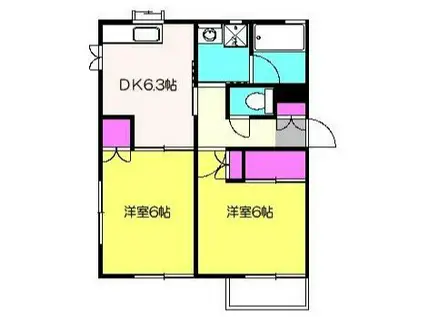 メゾンドブリック(2DK/2階)の間取り写真