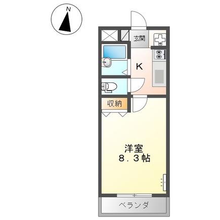 アムールパレスII(1K/2階)の間取り写真