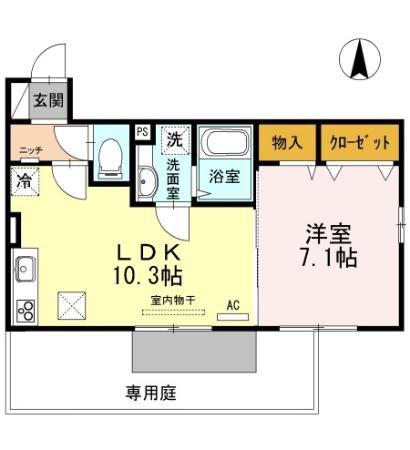 ZEN 参番館(1LDK/1階)の間取り写真