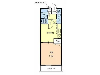 ラパス高倉台II番館(1DK/2階)の間取り写真