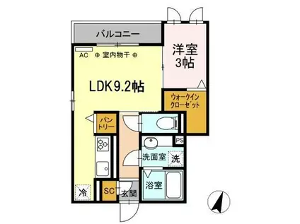 TIGER LILY(1LDK/2階)の間取り写真