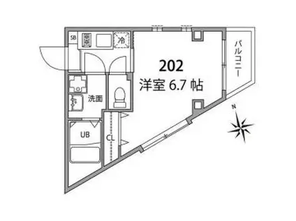 モンシャトー高井戸II(1K/2階)の間取り写真