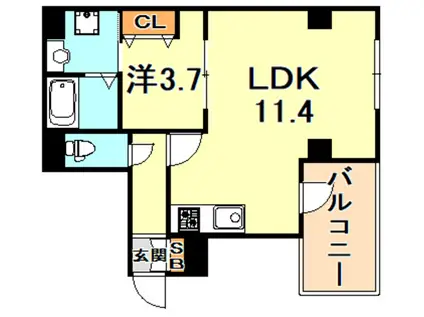 マイファーレ神戸(1LDK/6階)の間取り写真