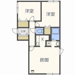 ラ・カーサフェリーチェ(2LDK/2階)の間取り写真