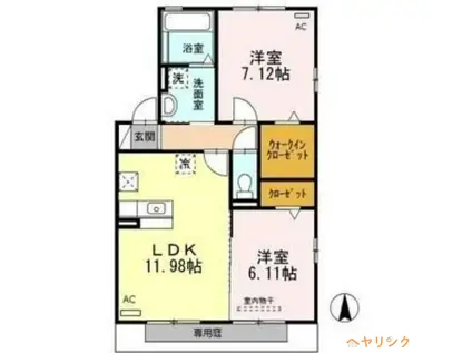 パン ブリエ(2LDK/1階)の間取り写真