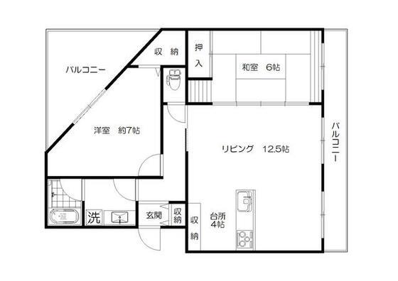 グリーンヒル藤が丘C II(2LDK/5階)の間取り写真