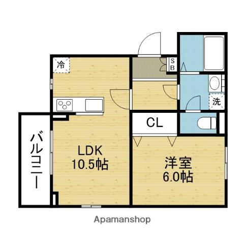 ロイヤルメゾン北巽II(1LDK/3階)の間取り写真