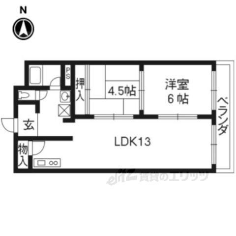 アサワハイツ(2LDK/3階)の間取り写真