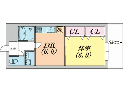 パルメゾン北町(1DK/3階)の間取り写真