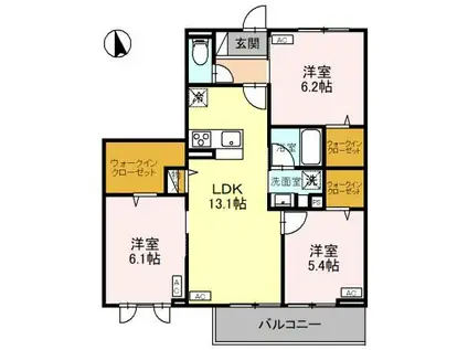 CLASSEUM元今泉(3LDK/2階)の間取り写真