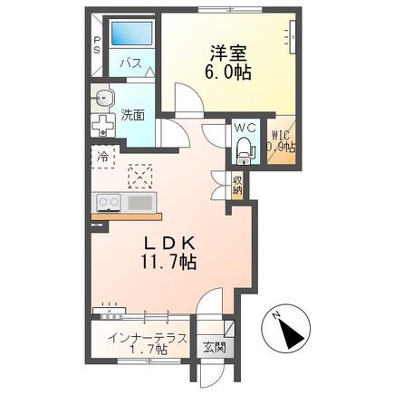 サウザントヒルズ(1LDK/1階)の間取り写真