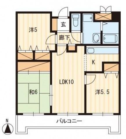 シスコ灘町キャッスル(3LDK/5階)の間取り写真