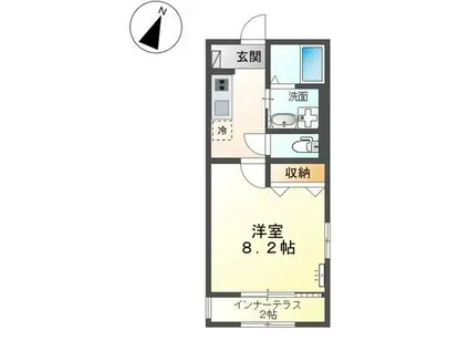 ハウルノア(1K/1階)の間取り写真