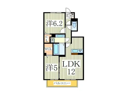 キャリコマルモ(2LDK/1階)の間取り写真