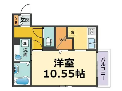プラージュ武庫川A棟(1K/2階)の間取り写真