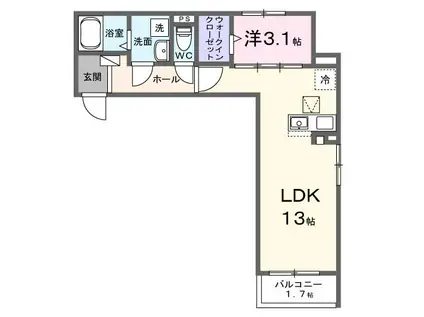 グレイスフル9(1LDK/1階)の間取り写真