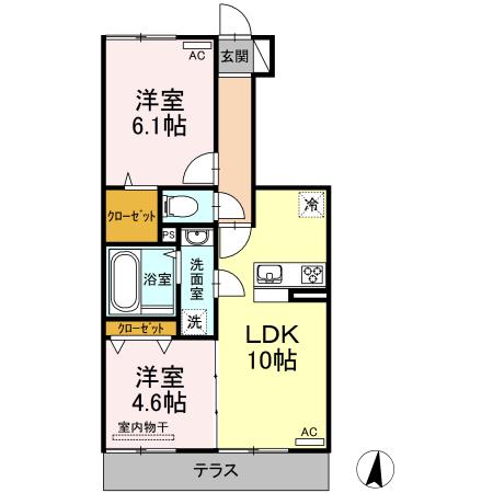 D-ROOM広崎(2LDK/1階)の間取り写真