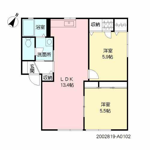 サンライズ皆春A(2LDK/1階)の間取り写真