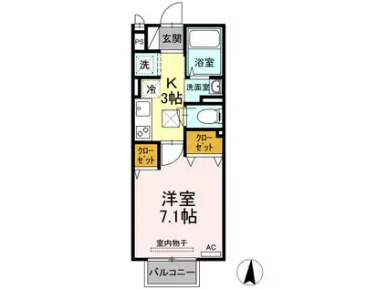 エクセル仲上(1K/1階)の間取り写真