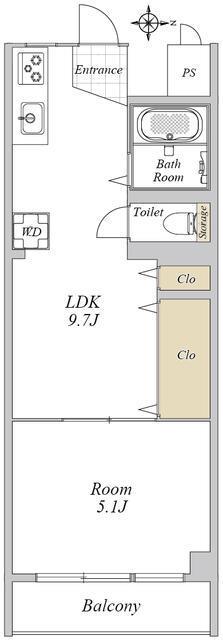 小出マンション(1LDK/5階)の間取り写真