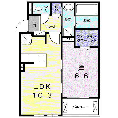 キュート ノース(1LDK/2階)の間取り写真
