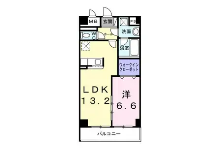 ドミールII オオハマ(1LDK/1階)の間取り写真