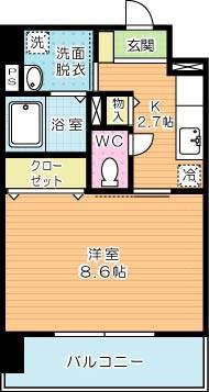 グラーツィア畠中(1K/5階)の間取り写真