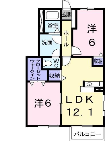 サンライト国分寺A(2LDK/1階)の間取り写真