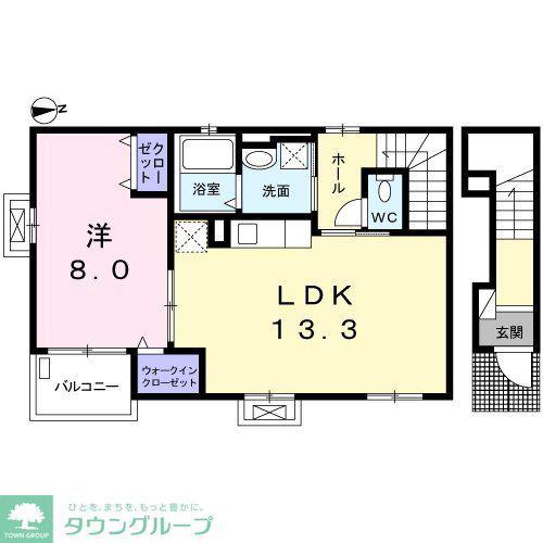 マルハート(1LDK/2階)の間取り写真