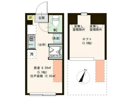 クレール小岩(ワンルーム/2階)の間取り写真