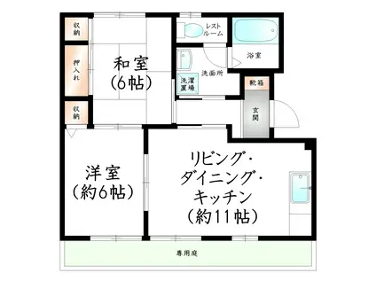 フォーレスとびたけ(2LDK/1階)の間取り写真