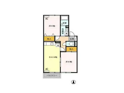 ボヌールクールゆうきち(2DK/2階)の間取り写真