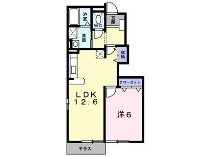ジェラードI(1LDK/1階)の間取り写真
