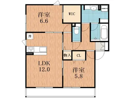 ルミエール(2LDK/1階)の間取り写真
