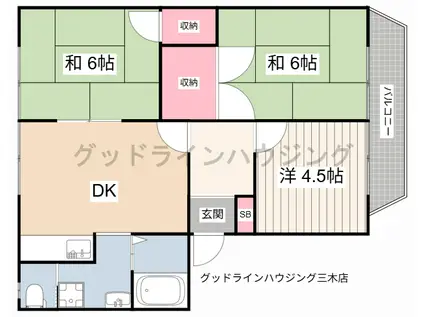 ユートピアエイト(3DK/1階)の間取り写真