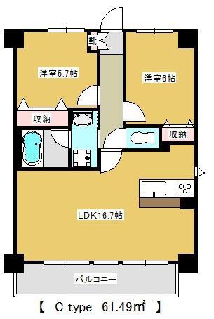 グレースK津田沼(2LDK/5階)の間取り写真